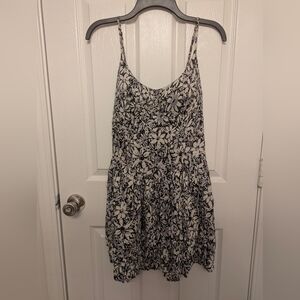 Fire Los Angeles Floral Spaghetti Strap Sundress | Black White Mini Dress Size S